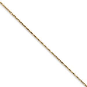 0.65mm 14k Yellow Gold D/C Spiga Chain Spring Ring Necklace, 16 Inch